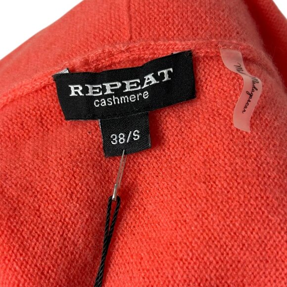 NWT REPEAT Circle Cardigan 100% Organic Cashmere Sunset Coral Red Sz 38/S - Picture 7 of 13
